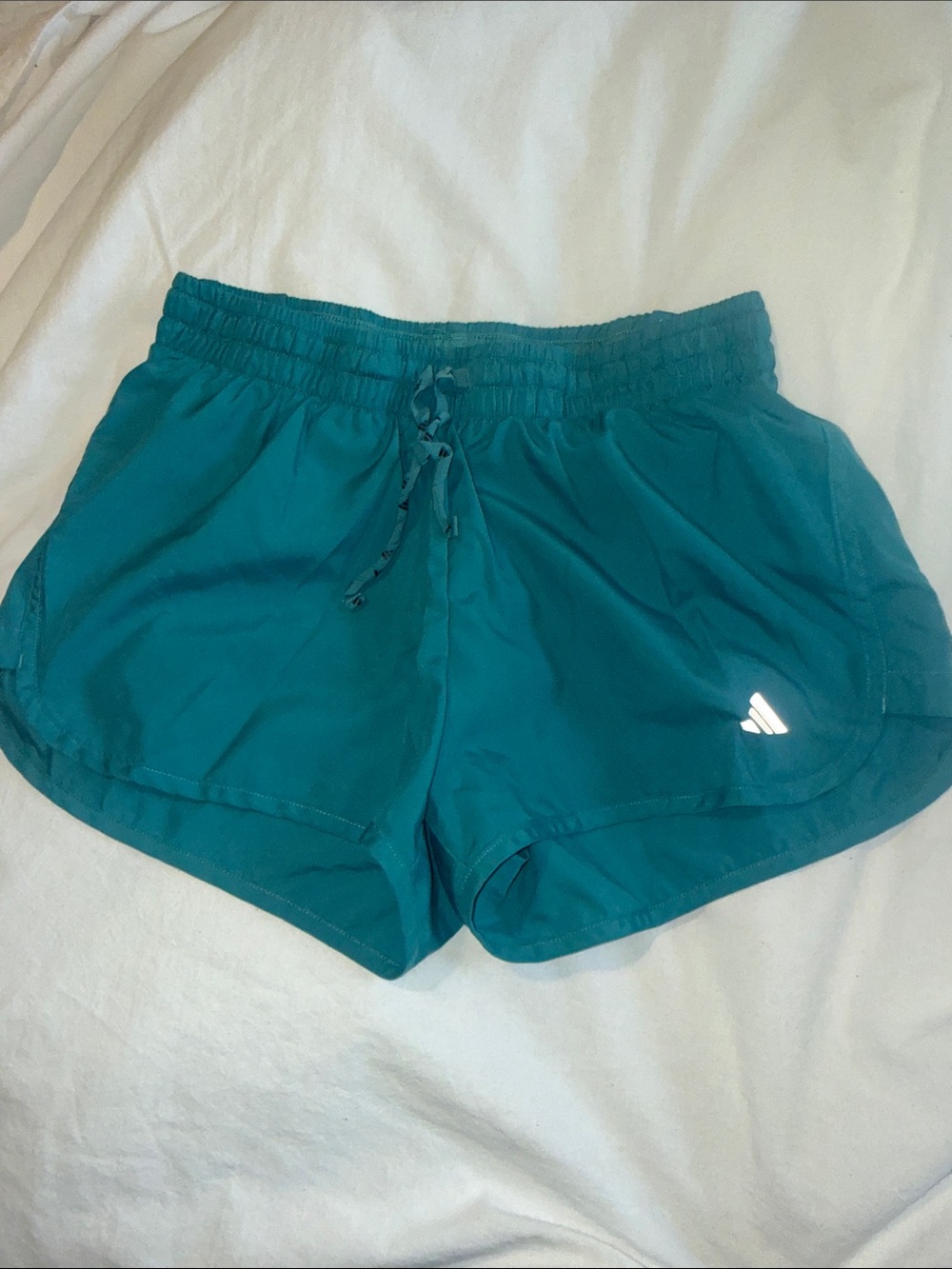 adidas Teal Run Shorts with Elastic Drawstring Waist